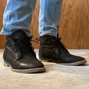Diba Black Leather Booties size 8